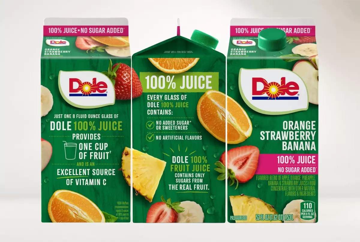 A Voicebox Creative renova a marca Dole Juice com uma embalagem fresca e inspirada nos mercados de agricultores.