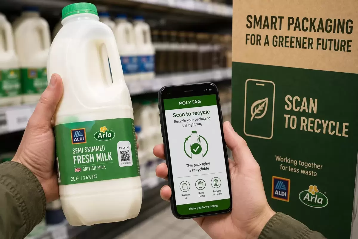 Aldi and Arla Use Invisible UV Tags to Track Milk Bottles Through Recycling