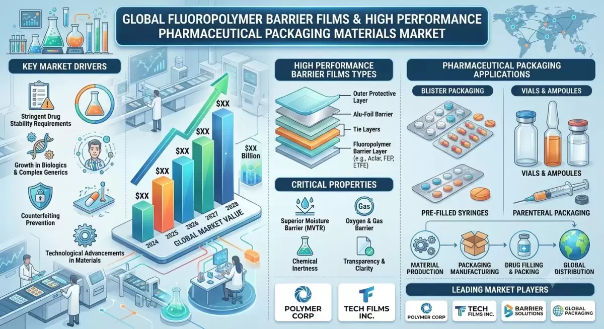 O mercado de filmes barreira de fluoropolímeros está previsto atingir 12,2 mil milhões de dólares até 2035.