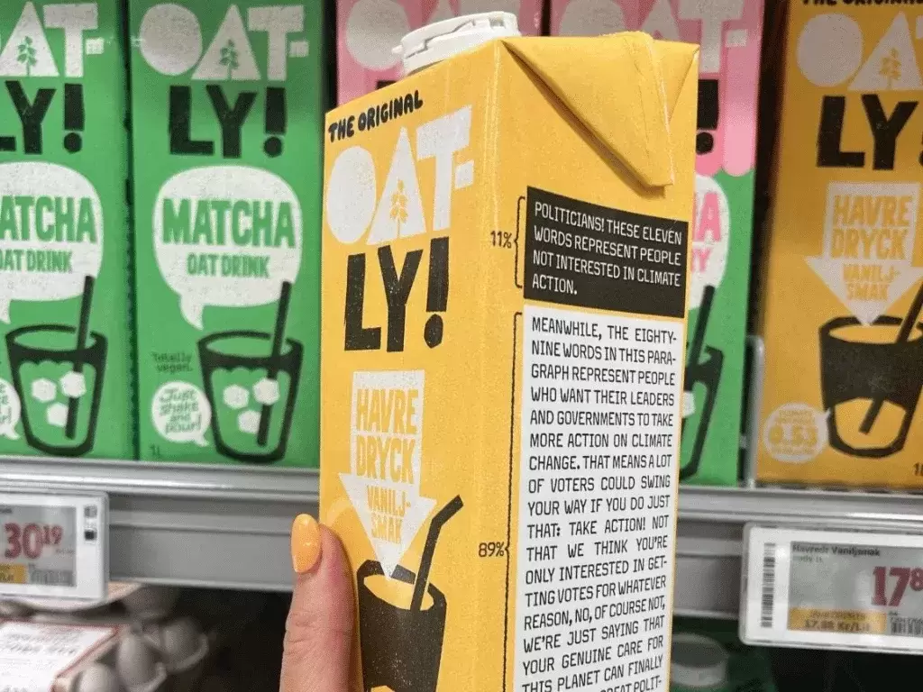 Oatly Uses Packaging to Push Climate Action Through 89 Percent Project