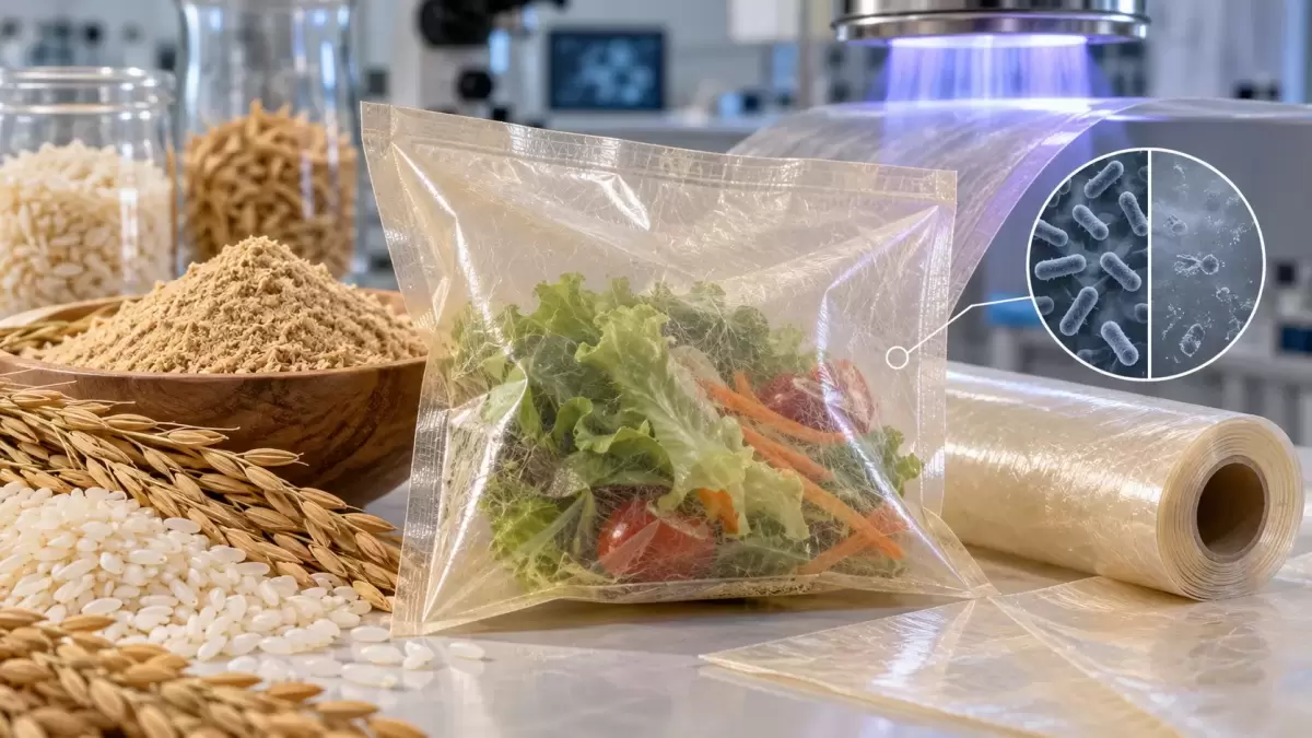 Les déchets de son de riz deviennent un film d'emballage biodégradable antimicrobien.