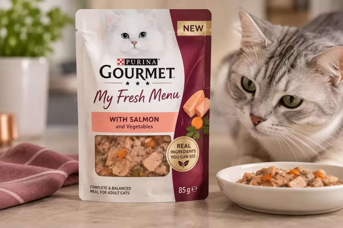 Purina ajoute des sachets avec fenêtre transparente à sa nouvelle gamme de nourriture gourmet pour chats.