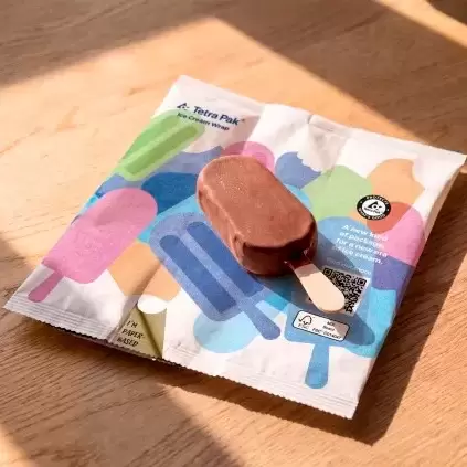 Tetra Pak advances paper-based ice cream wrap with up to 85% paper content